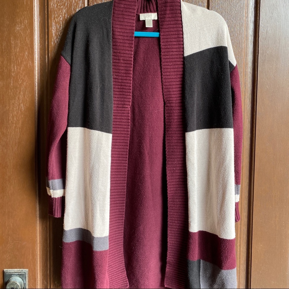 Loft Burgundy Long Cardigan Sweater